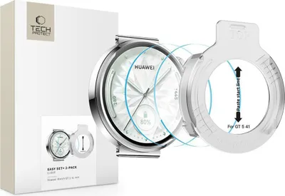 Produktbild von Tech-Protect Easy Set+ 2er-Pack gehärtetes Glas für Huawei Watch Gt 5 41 Mm - Klar