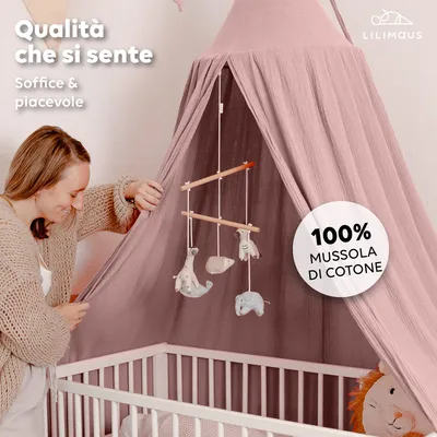 Immagine prodotto di Baldacchino Rosa cipria senza applicazione dorata - Cielo letto per cameretta