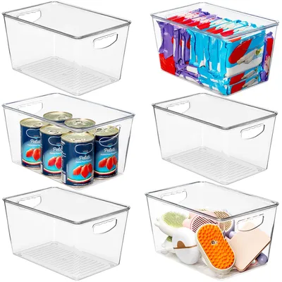 6er-Set durchsichtige Aufbewahrungsboxen mit Deckel, stapelbar, Kunststoff