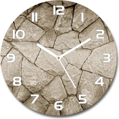 Produktbild von Wanduhr aus Glas 30fi Glasbild Glasuhr Gehärtetes Glas - weisse-zeiger - Stone wall