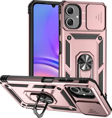 Immagine prodotto di Custodia per Samsung Galaxy A06 a doppio strato con copertura scorrevole per la fotocamera e supporto ad anello Rosa