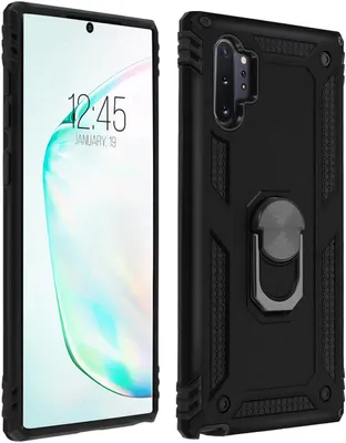 Immagine prodotto di Custodia ibrida per cellulare con supporto ad anello per Samsung Galaxy Note 10 Plus - Nero
