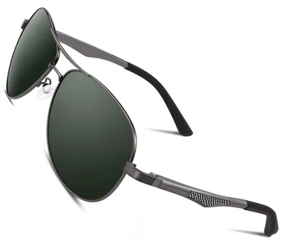 Zdjęcie produktu dla Okulary pilotki medium, polaryzacyjne, aluminiowo-magnezowa metalowa rama, zielona, na aktywności na świeżym