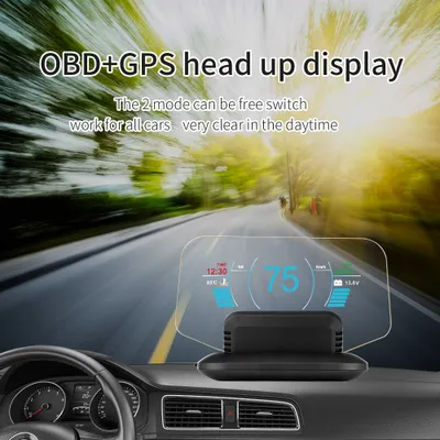 Obrázek produktu pro C1 HD barevný LCD displej auto HUD hlava nahoru OBD2 + GPS černá
