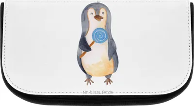 Produktbild von Mr. & Mrs. Panda Organizer Pinguin Lolli - Weiß - Geschenk, Spruch, Kulturtasche, Naschen, Heißhunger, Süßigkeiten, kosmetiktasche klein, Kulturbeutel, Make-Up Tasche