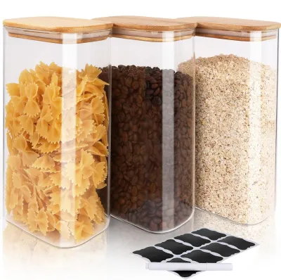 Obrázok produktu pre Omgoods – Sklenené dózy na skladovanie, objem 1700 ml – Ekologické a vzduchotesné