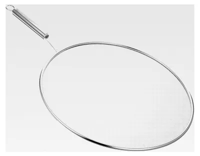 Produktbild von Edelstahl Spritzschutz für Bratpfannen 33 cm mit Griff, feinmaschiges Fettspritzschutzgitter, hitzebeständig und rostfrei für den Küchengebrauch
