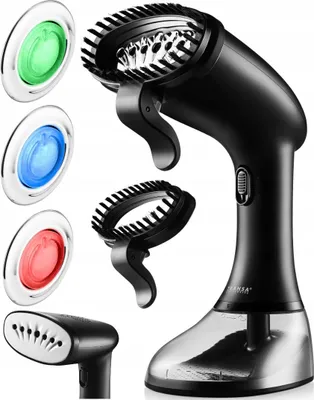 Produktbild von Schwarzer Dampfglätter für Kleidung 2000W 380Ml 7 Düsen Dampfregulierung Bügelsohle Bürste