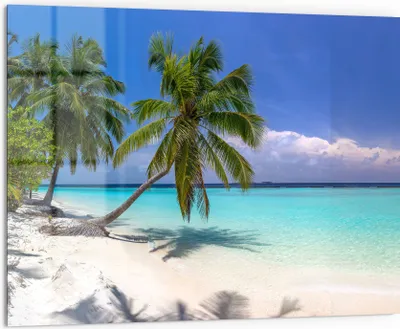 Produktbild von DEQORI Küchenrückwand Glas 80x60 cm 'Paradiesischer Strand' Spritzschutz Bad Rückwand