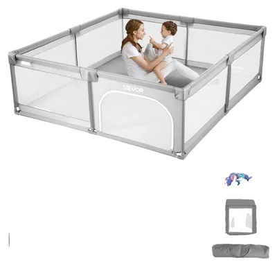 Immagine prodotto di VEVOR, 200x149 cm, box per bambini, parco giochi recintato per interni ed esterni con 50 palline oceaniche, porta con cerniera e rete traspirante, centro attività per la sicurezza