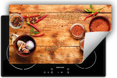 Produktbild von DarHaus Herdabdeckplatte 90x52 cm Anti Rutsch Matte Aufrollbar, Holz -  Chilli