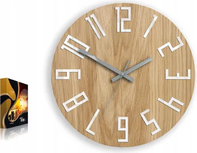 Produktbild von ModernClock, Wanduhr, Wohnzimmer, 33cm, große Wanduhr aus Eiche, Slim uhr