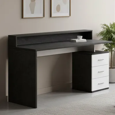 Produktbild von Dmora Schreibtisch Svevo 160x90x60h cm Grau 3 Schubladen