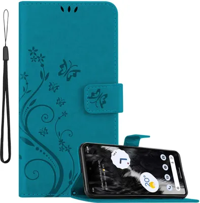 Immagine prodotto di Cadorabo cover per Google PIXEL 7 in BLU FLOREALE Cover protettiva con design floreale con chiusura magnetica, funzione stand e slot per carte di credito Flip Case Flower Cover Etui Handy Klapp Hülle Book Tasche