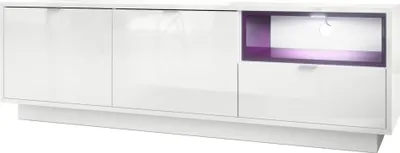 Produktbild von Vladon TV Board Lowboard Metro,  Germany, Korpus in Weiß Hochglanz / Fronten in Weiß Hochglanz mit Einsatz in Brombeer Hochglanz, inkl. LED Beleuchtung