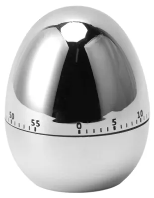 Mechanischer Timer 60 Min, Eieruhr mit Klingel, silber