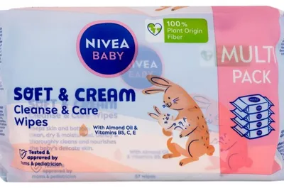 Image de Nivea Baby Soft & Cream Lingettes biodégradables, 4 x 57 pièces