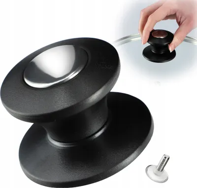 Produktbild von KADAX Topfdeckelgriff "Barletta", Haltegriff für Topfdeckel aus Kunststoff und Edelstahl, 1 Stück, Schwarz