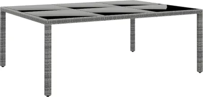 Produktbild von The Living Store Gartentisch 200x150x75 cm Hartglas und Poly Rattan Grau