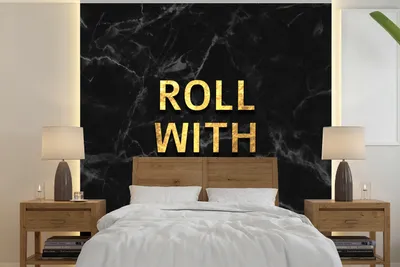 Produktbild von MuchoWow® Fototapete für Wohnzimmer oder Schlafzimmer Wandtapete Vinyl Motivtapete Zitate - Motivation - Gold - Marmor - 280x280 cm - Hintergrundbild