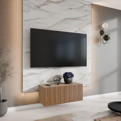 Produktbild von Masseno TV-Schrank LIVO 100 cm Fernsehschrank mit Schubladen und 2 Türen TV-Lowboard für Wohnzimmer Modern 100x40x41 cm Eiche Artisan / Braun