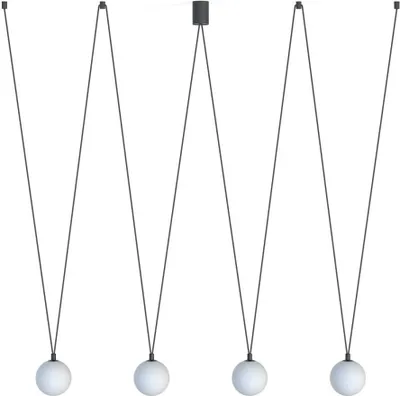 Obrázek produktu pro Závěsná lampa kov sklo G9 V: max. 122 cm černá bílá 4 světla stínítko moderní