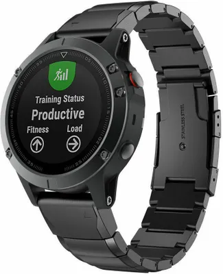 Produktbild von Strap-it Stahlarmband - Kompatibel mit Garmin Fenix 5 Armband Gliederarmband Edelstahl Faltschließe für Garmin Fenix 6 Armband Schwarz 22mm smartwatch