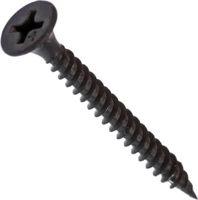 A single black screw is shown against a white background.