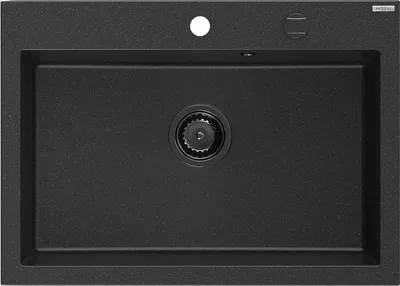 Immagine prodotto di Mexen Elix lavello in granito a 1 vasca 700 x 500 mm, nero/argento metallizzato, sifone nero - 6526701005-73-B