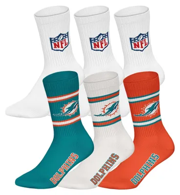 Produktbild von NFL Uni Socken, 6er Pack - NFL Teams, 6Pack Crew Socks, Football, Logo, Baumwollmischung Miami Dolphins/Weiß 39-42