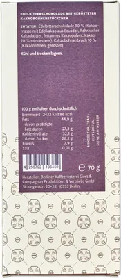 Immagine prodotto di Torrefazione berlinese - Tavoletta - Granella di cacao - Fondente - N. 21