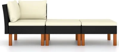 Immagine prodotto di set 3 pezzi da giardino in poly rattan e legno massiccio di eucalipto