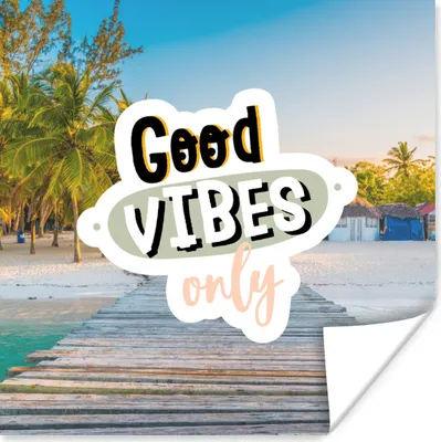 Produktbild von MuchoWow® Poster Sommer - Zitate - Palme - Strand 75x75 cm - Wand Dekoration