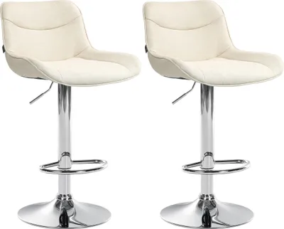 Produktbild von 2er Set Barhocker HLO-CP304 Stoff chrom  creme