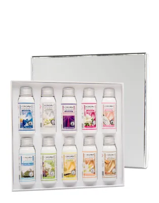 Obrázek produktu pro Dárková sada parfémů na prádlo, 10 x 50 ml, intenzivní vůně, plast, V x Š x H: 24 x 23 x 4 cm, bílá/oranžová/zelená