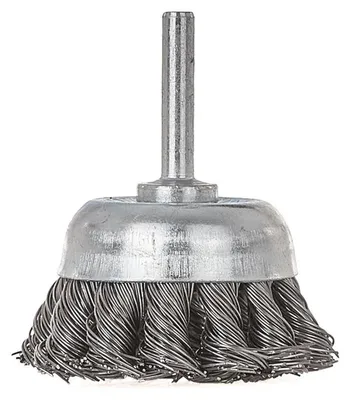Immagine prodotto di Spazzola metallica dura a tazza, spazzola abrasiva trecciata per pulire ruggine tubi fori, scorie di saldatura e ruggine, sporco grasso,codolo, 50 mm Geko