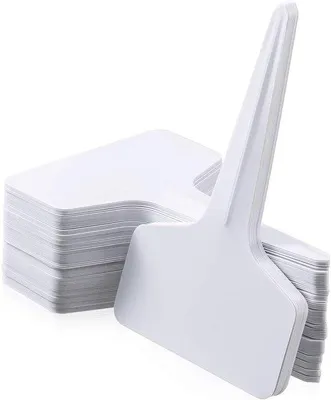 Zdjęcie produktu dla Etykiety do roślin – 100 sztuk – końcówki do roślin – etykiety samoprzylepne – PVC – tabliczka do ogrodu – etykiety – do rabat / ogrodu warzywnego / ogrodu ziołowego – 10 x 6 cm – białe