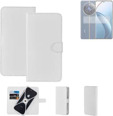 Produktbild von K-S-Trade Handy Hülle Schutz Hülle kompatibel mit Realme 12 Pro 5G Cover Case Bookstyle Bumper weiß 1x