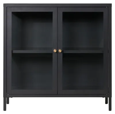 Immagine prodotto di Credenza Dalby con 2 ante in vetro, acciaio nero 80×35×80 cm