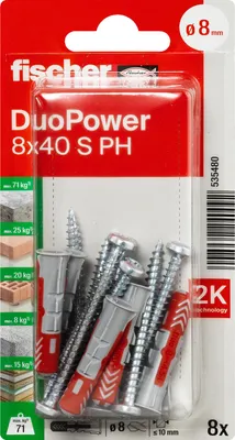 Produktbild von fischer Allzweckdübel DuoPower 8 x 40 S PH, 8 Stück
