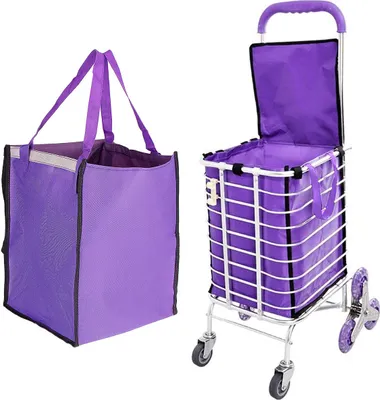Immagine prodotto di Carrello della spesa in tessuto Borsa portatile pieghevole Oxford Trolley Rolling Bagaglio - Arancione