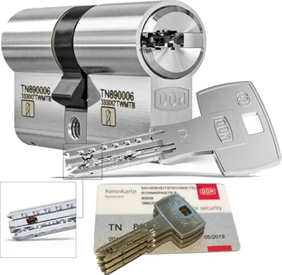 Produktbild von DOM iX Twido 333iX7TWMTB Modular-Doppelzylinder mit 3 Schlüssel, Länge (a/b) 40/50mm (c= 90mm), mit Sicherungskarte, mit Not- u. Gefahrenfunktion und erhöhtem Bohrschutz