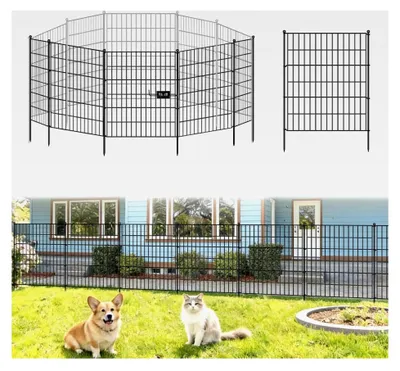 Produktbild von Gartenzaun, 81 cm * 71 cm * 5 Paneele für den Außenbereich, rostfreies Metall, Hundezaun, Tierbarriere, Bordüre für Hof, Terrasse, Blumenbeet