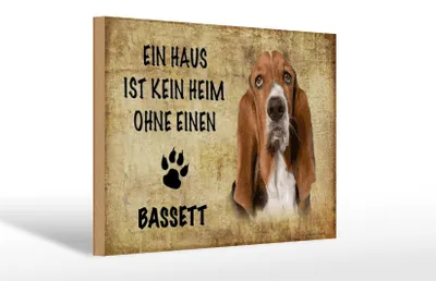Produktbild von Holzschild Spruch 30x20cm Bassett Hund ohne kein Heim