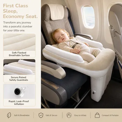Produktbild von Kinder Flugzeugbett faltbar, leicht, mit Tragetasche, blau, für Reisen