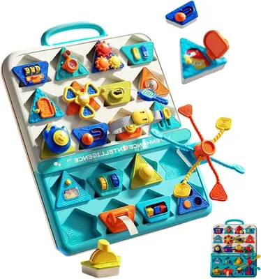 Immagine prodotto di Tavola per lo sviluppo della motricità - Gioco educativo - Sviluppo della motricità fine - Apprendimento interattivo - 43,5 x 34 x 8 cm - Multicolore