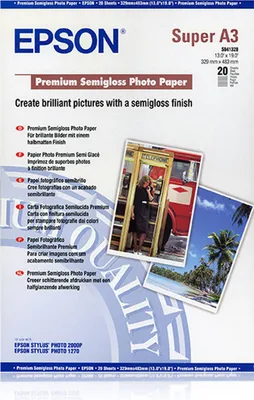 Zdjęcie produktu dla Papier fotograficzny Epson Premium Semigloss, DIN A3+, 250 g/m², 20 arkuszy, 150 x 350 x 500 mm, A3+, 1,3 kg