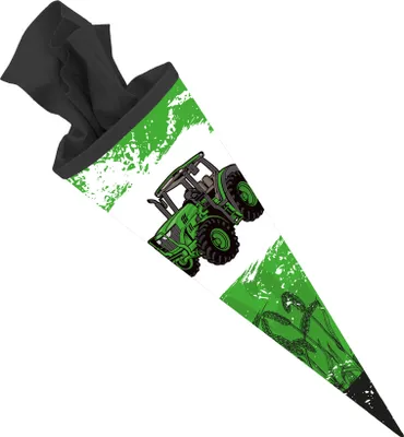 Produktbild von itenga Schultüte Zuckertüte 70 cm Traktor Filzverschluss schwarz