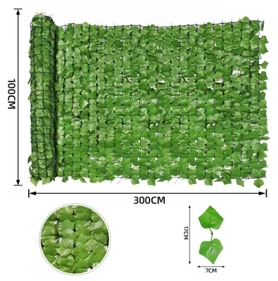 Image de Lierre artificiel - Brise-vue pour clôtures - Résistant aux UV - Résistant aux intempéries - Polyéthylène (PE) - Pour usage extérieur - 100 x 300 cm - Vert