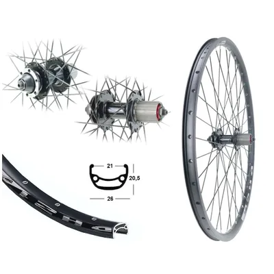 Produktbild von Bärwinkels Hinterrad 26 Zoll Disc MTB schwarz 8,-9,-10 fach 6 Loch Scheibenbremse Laufrad